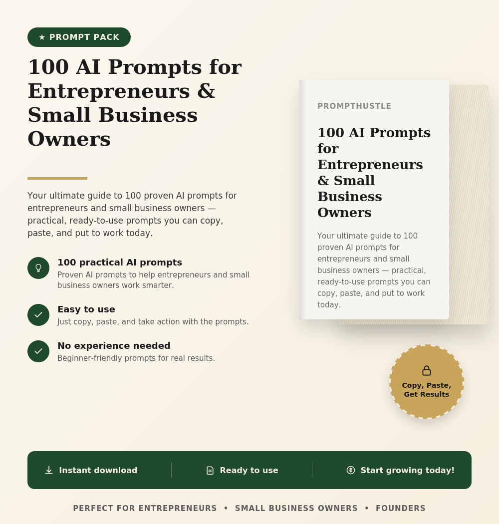 100 AI Prompts for Entrepreneurs & Small Business Owners