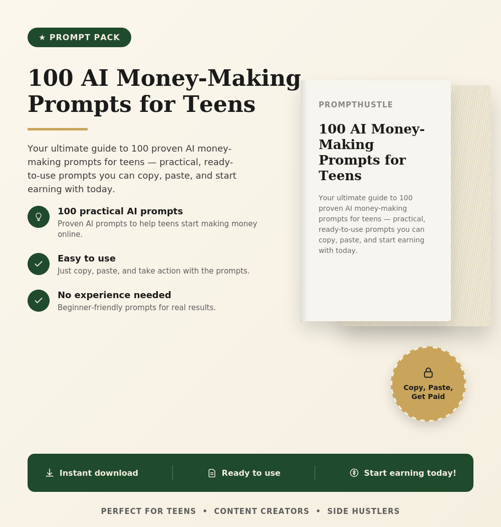 100 AI Money‑Making Prompts For Teens
